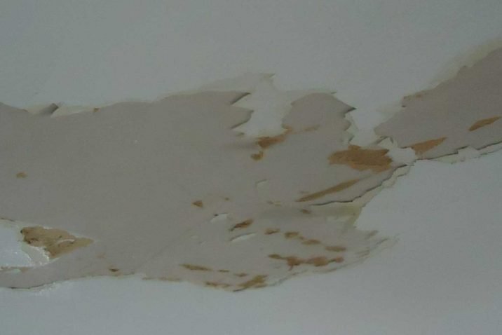 Stains on ceiling and walls